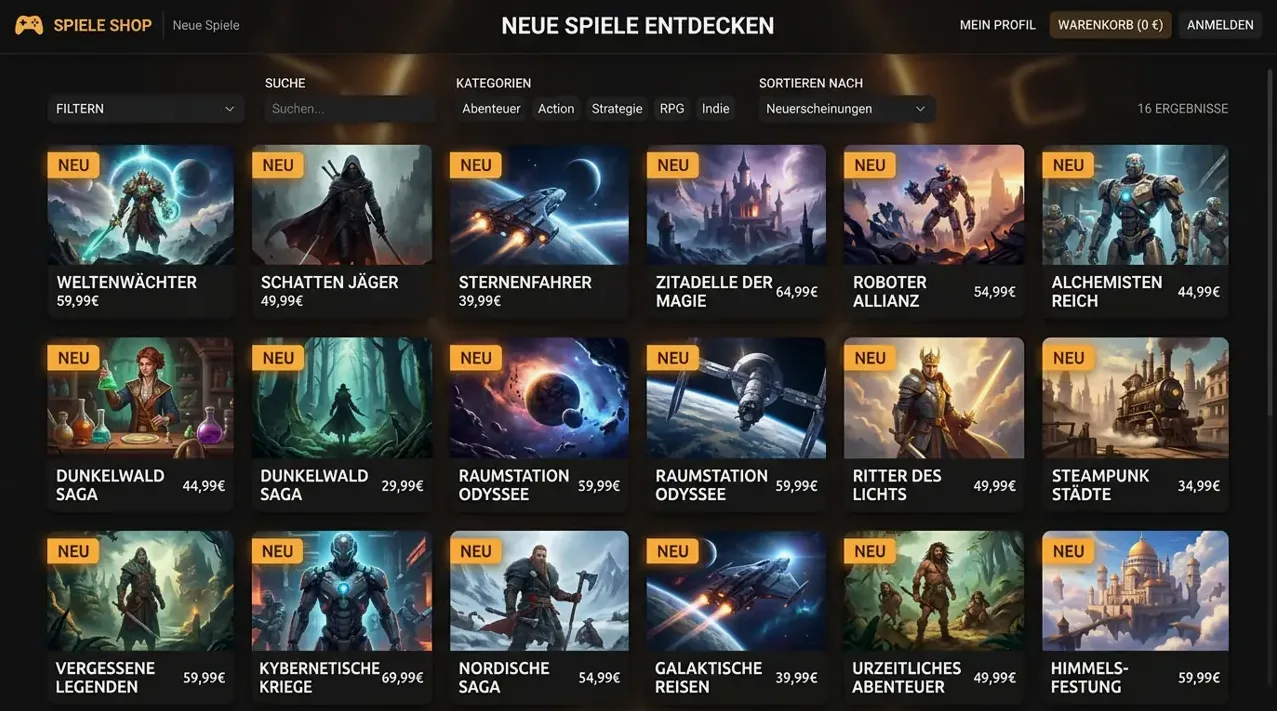 Neue Spiele — Auswahl bei Godofcoins